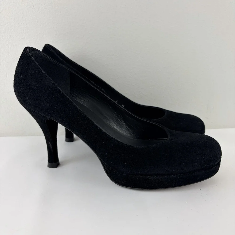 Stuart Weitzman‎ Black Suede Platform Pumps Womens 6M Classic Heels